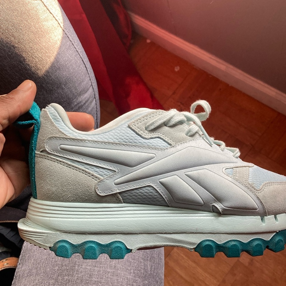 Cardi B Reebok White and green Retro Sneakers with Chunky Silhouette